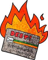 desenho animado de cartão de crédito em chamas vetor