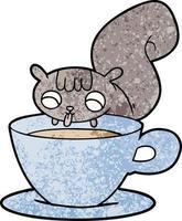 esquilo de desenho animado bebendo chá vetor