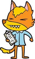 personagem de desenho animado de raposa de trabalhador de escritório vetor