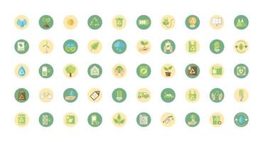 pacote de ícones de sinais de energia ecológica e verde