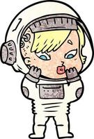 mulher astronauta dos desenhos animados vetor