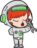 garota bonita astronauta dos desenhos animados vetor