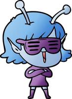 garota alienígena feliz dos desenhos animados legal vetor