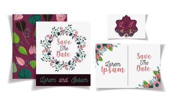 conjunto de modelos romântico floral para cartões de data vetor