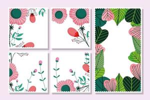 pacote de modelos de cartões postais florais festivos