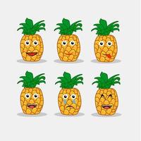 rostos de emoticons de abacaxi vetor