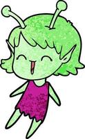 garota alienígena de desenho animado rindo vetor