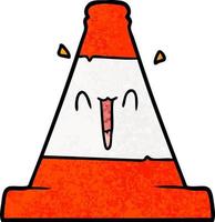 cone de tráfego rodoviário dos desenhos animados vetor