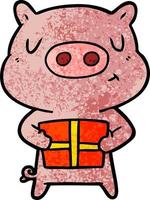 porco de natal dos desenhos animados vetor
