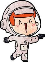 feliz desenho animado astronauta apontando vetor