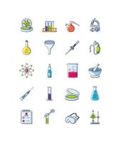 conjunto de ícones de pesquisa de laboratório vetor
