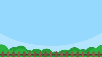 ilustração plana simples de parque com céu azul e arbusto vetor