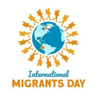 dia internacional dos migrantes. conceito de refugiado vetor