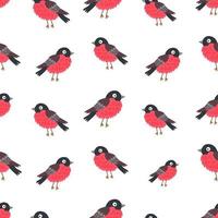 sem costura padrão pássaro bullfinches de fundo para crianças. design infantil fofo vetor