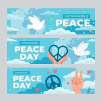 conjunto de bandeiras do dia internacional da paz vetor