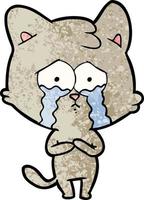 desenho animado gato chorando vetor