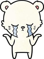 urso polar de desenho animado chorando encolhendo os ombros vetor