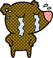 personagem de desenho animado de urso chorando vetor