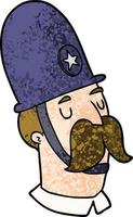 policial de desenho animado com bigode vetor