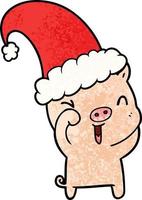 porco de natal feliz dos desenhos animados vetor