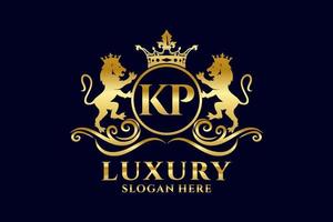 modelo de logotipo de luxo real de leão de letra kp inicial em arte vetorial para projetos de marca luxuosos e outras ilustrações vetoriais. vetor