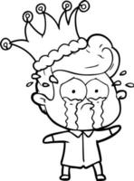 homem chorando de desenho animado com chapéu de festa vetor