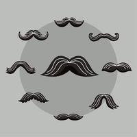 estilos de bigodes nove ícones vetor