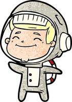 astronauta de desenho animado feliz vetor