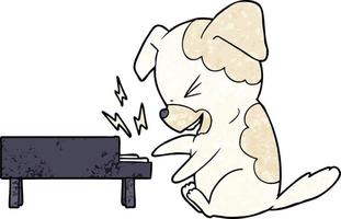 cachorro de desenho animado balançando no piano vetor