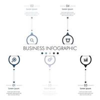 Infográfico de 5 etapas com círculos com setas vetor