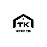 tk letras iniciais vetor de design de logotipo para construção, casa, imóveis, construção, propriedade.