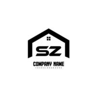 sz letras iniciais vetor de design de logotipo para construção, casa, imóveis, construção, propriedade.