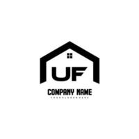 uf letras iniciais vetor de design de logotipo para construção, casa, imóveis, construção, propriedade.