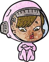 mulher astronauta dos desenhos animados vetor