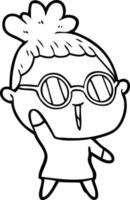 mulher de desenho animado usando óculos vetor