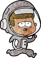 astronauta cansado dos desenhos animados vetor