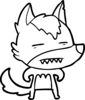 lobo dos desenhos animados mostrando os dentes vetor