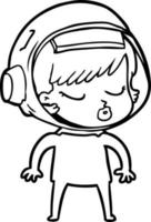 garota bonita astronauta dos desenhos animados vetor