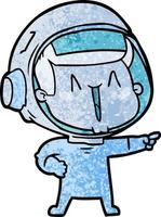 feliz desenho animado astronauta apontando vetor