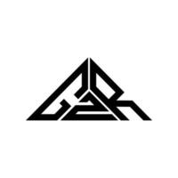 design criativo do logotipo da carta gzr com gráfico vetorial, logotipo gzr simples e moderno em forma de triângulo. vetor