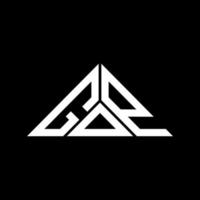 design criativo do logotipo da carta gop com gráfico vetorial, logotipo simples e moderno gop em forma de triângulo. vetor