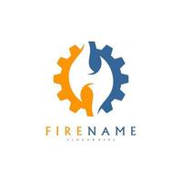 vetor de designs de logotipo de engrenagem de incêndio, modelo de logotipo da indústria de incêndio