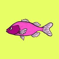ilustração de peixe vetor de estilo vintage colorido desenhado à mão