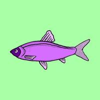 ilustração de peixe vetor de estilo vintage colorido desenhado à mão