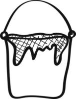 ícone de desenho de balde de tinta, ilustração de contorno vetor