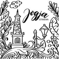 doodle da cidade de yogyakarta da Indonésia vetor