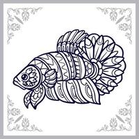 artes coloridas de mandala de peixe betta isoladas em fundo preto vetor