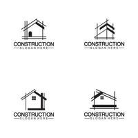 construção, reparo doméstico e design de logotipo de conceito de construção, modelo de logotipo de vetor de construção de casa