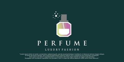 modelo de logotipo de perfume de beleza feminina. fragrância de estilo linear criativo, frasco de spray, vetor premium de design de luxo