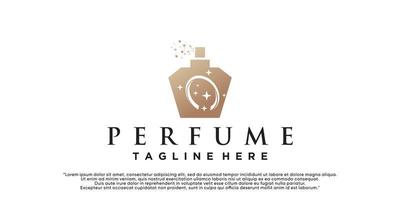 modelo de logotipo de perfume de beleza feminina. fragrância de estilo linear criativo, frasco de spray, vetor premium de design de luxo